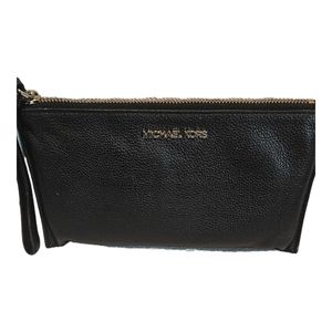 Michael Kors Ladies Black Leather Zip Top Closure Wristlet